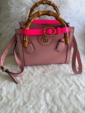 Gucci Diana Bamboo Top Handle Mini Bag Pink Leather Excellent Condition